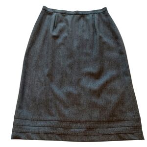 Ladies Wool Skirt Streight Pencil Knee Length Fully Lined Kickpleat Dark Gray 10